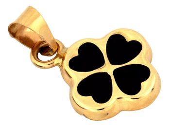 Złota zawieszka czterolistna koniczynka z czarną emalią 585 – symbol szczęścia1.jpg